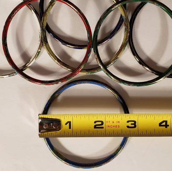 Vintage Multi Colored Cloisonn'e Bangle Bracelets - Picture 5 of 8